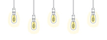 Retro Light Bulbs Line Art Design. One Line Drawing Of Electric Light Bulbs. Vector Illustration