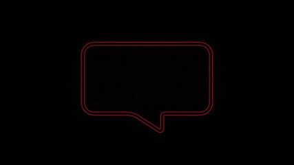 Aufkleber - Glowing red neon line Speech bubble chat icon isolated on black background. Message icon. Communication or comment chat symbol. 4K