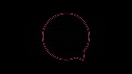 Poster - Glowing red neon line Speech bubble chat icon isolated on black background. Message icon. Communication or comment chat symbol. 4K