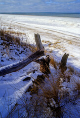 Wall Mural - 321-12 Old Fence and Lake Michigan Winter Shore