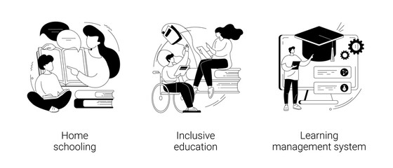 Wall Mural - private schooling curriculum abstract concept vector illustrations.