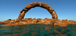 Barren 3D Rendered Desert Island Landscape with Archway and Clear Sky
