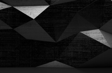 Dark triangular abstract background, Grunge surface, 3d Rendering