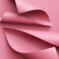 Wall Mural - 3d render. Abstract pink background with paper scrolls