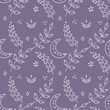 © Polina - Branch and crescent pattern on violet background. Vector seamless pattern