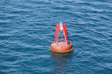 A Channel Marker Navigation Buoy On The Approach To Poole Harbour, Dorset UK