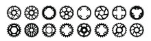 Vector Set Of Realistic Bicycle Stars. A Profiled Wheel With Teeth That Engages With A Chain. The Transmission Of The Bike.