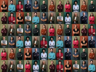 Wall Mural - Group of beautiful people in front of a background