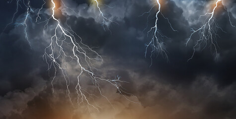 Wall Mural - lightning, thunder cloud dark cloudy sky