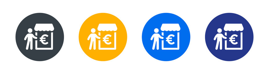 Canvas Print - Euro bank icon. Containing person standing, store with euro currency symbol. Market and shop concept