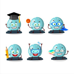 Wall Mural - School student of magic crystal ball cartoon character with various expressions