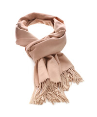 Sticker - Beige scarf isolated on white. Stylish accessory