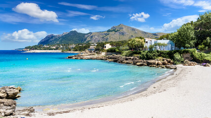 Wall Mural - Landscape with Sant Pere beach of Alcudia, Mallorca island, Spain