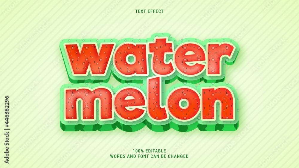 watermelon text effect 100% editable vector eps Stock Vector | Adobe Stock