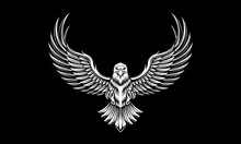 Black And White Eagle With Open Wings Vector