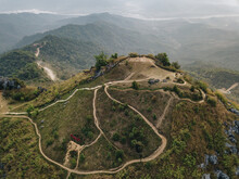 Aerial View Of "Hill 102" At Doi Pha Tang The Mountains Nearly The Border Of Thai And Laos In Wiang Kaen District Of Chiang Rai Province Of Thailand.