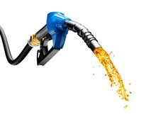 Gasoline Gushing Out From Pump Isolated On White Background