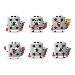 Sticker - A sporty white dice new boxing athlete cartoon mascot design