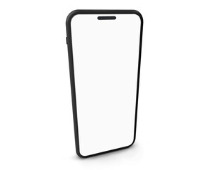 Wall Mural - black mobile phone mockup with perspective view. blank screen smartphone isolated on white backgroun