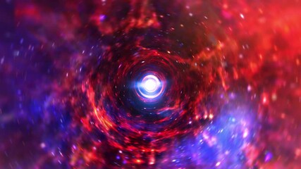 Wall Mural - abstract colorful glow blue red hyperspace tunnel through space time vortex loop background. 4k 3d r