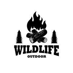 Wall Mural - emblem template with campfire. design element for greeting card, t shirt, poster. vector illustratio