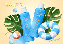 3d Beach Sunscreen Ad Template