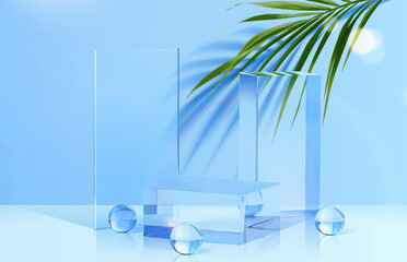 3d glass display stand for products