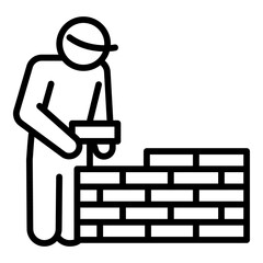 Wall Mural - Masonry worker wall icon. Outline masonry worker wall vector icon for web design isolated on white background