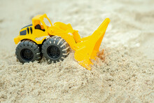 Wheel Loader Toy On Sand, Constructor Toy Vehicle