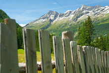 Close Up Of A Fence Around An Alpine Pasture In The Italian Alps In Summer
