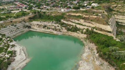 Wall Mural - Top view of the St. Klimentovsky Lake in Inkerman, Crimea.