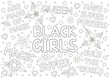 Black girls. Poster, coloring page. Motivation expression.