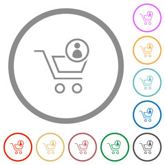 Sticker - Cart owner outline flat icons with outlines