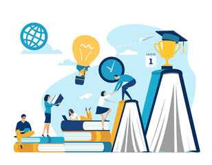 education, learning, graduate, support, concept vector illustration