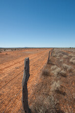 Outback Fence Line Beside A Road