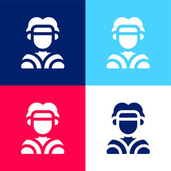 Aboriginal blue and red four color minimal icon set