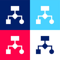 Algorithm blue and red four color minimal icon set