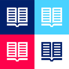 Sticker - Book blue and red four color minimal icon set