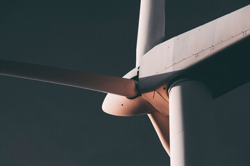 wind turbine close up at sunset