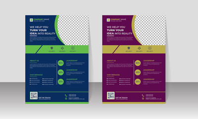 New Corporate Business Flyer Design, Travel Brochure Design, Real State A4 Template, Vector Illustration with Images