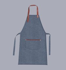 Blank leather aprons, apron mockup, clean apron, design presentation for print, 3d illustration, 3d rendering