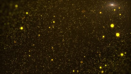 Fototapete - Gold Multi Particle Futuristic Flickering Flying Seamless Loop DOF 4K Motion Background