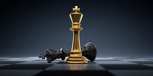 Black And Golden Chess King - Business Leader Concept - Strategy Planning And Competition	