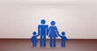 The family blue, Health and life insurance concept. Traditional model. 3D