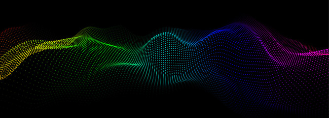 Fototapete - abstract rainbow wave of particles. big data. digital background. futuristic vector illustration.