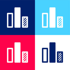 Bar Chart blue and red four color minimal icon set