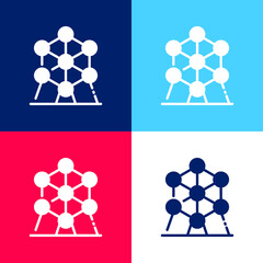 Wall Mural - Atomium blue and red four color minimal icon set