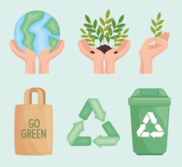 Sticker - six eco friendly icons