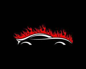 Poster - Abstract car with fire flame logo