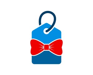 Wall Mural - Shopping price tag with red bow tie inside